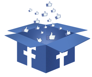 Eine Facebook Box mit Thumbs-up-Symbolen